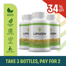 3 Bottles of Lipozem - 100% Natural - 2 Caps/Day - Advanced BHB Formula - Healthcare Supplement
