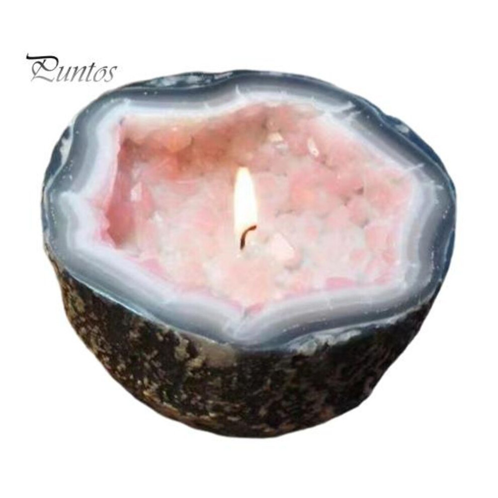 (light pink) Imitation Crystal Candle Bowl Resin Home Desktop Ornament Table Centerpiece Aromatherapy Holder for Bedroom Living Room