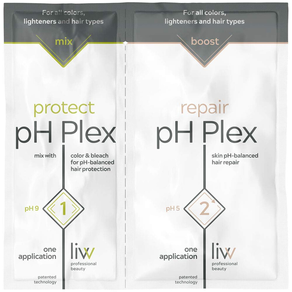 Liw Ph Plex 1 Protect & 2 Repair - Hair Care Set For Protection & Repair With Color, Decoloration And Bleach Repairs Damaged Hair For All Hair Types An