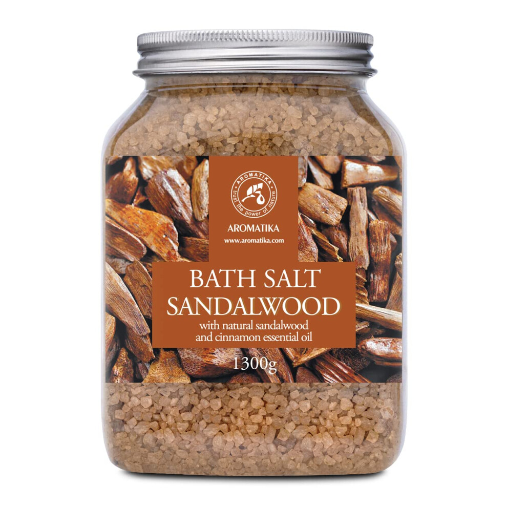 Aromatika Trust The Bath Sea Salt Sandalwood 46 Oz (1300G) - Bath Salts With Sandalwood & Cinnamon Essential Oil For Bath Soak - Relaxing Bath - Muscle Relaxation - Aroma