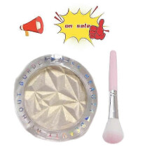 (02 with brush561) 2 Colors Highlighter Powder Glitter Diamond Shimmer Powder Refine Contours Highlighters Waterproof Lasting Facial Cosmetics