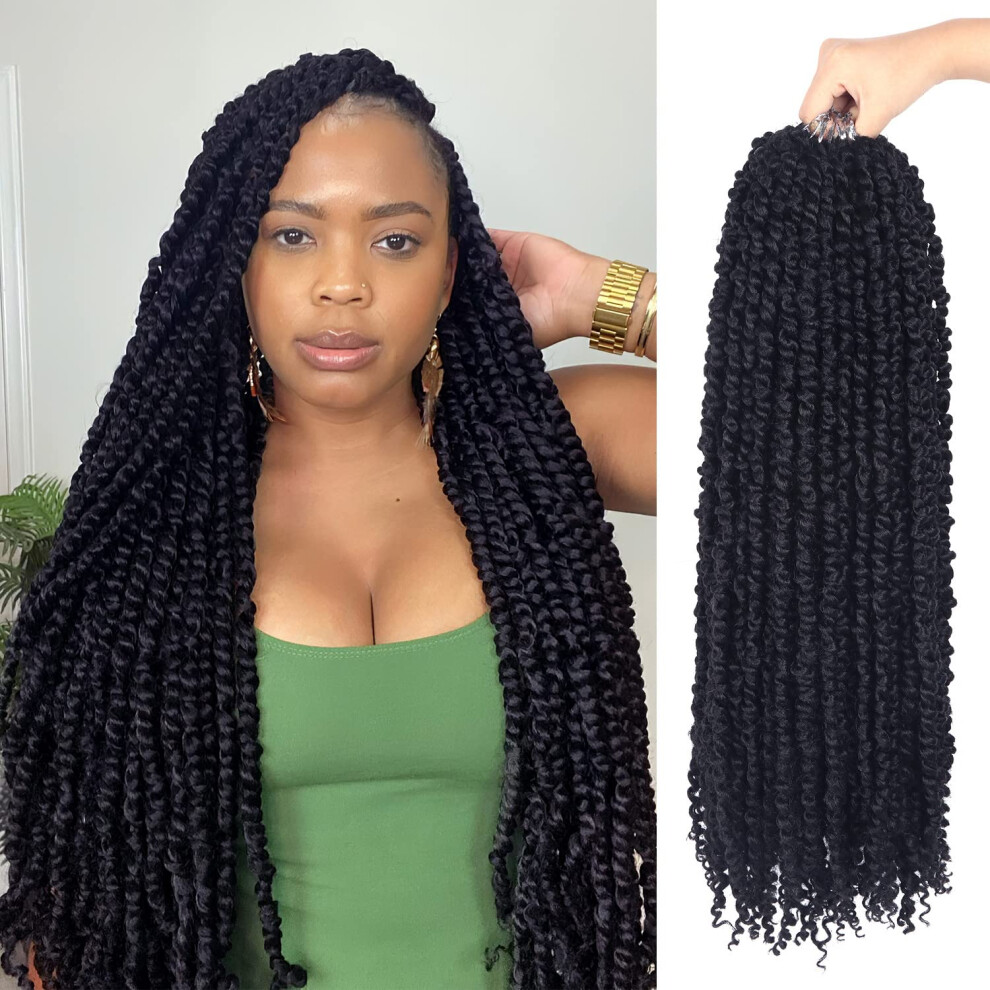 Kaksilehti 8 Packs Passion Twist Hair 24 Inch Pre-Twisted Passion Twist Crochet Hair Pre Looped Crochet Passion Twist Crochet Braids Bohemian Crochet