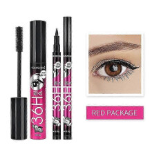 (01 Red Set450) Mascara Eyeliner Pen Set Long Curling Waterproof Sweat-proof Non-smudge Eyeliner Mascara  Eye Cosmetics TSLM1