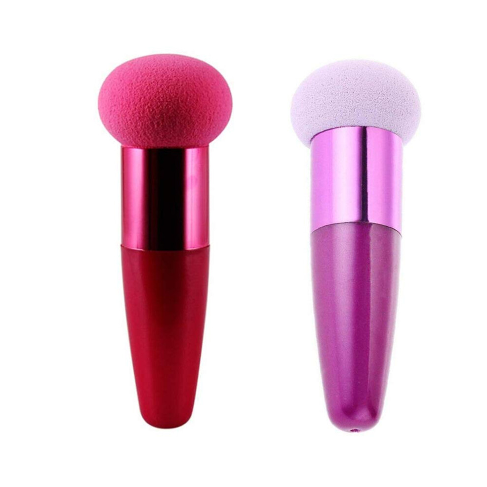 2Pcs Makeup Sponge Mushroom Facial Foundation Sponges Makeup Blending Sponge Powder Puff Makeup Tools with Handle Case for Liquid Foundation Creams an