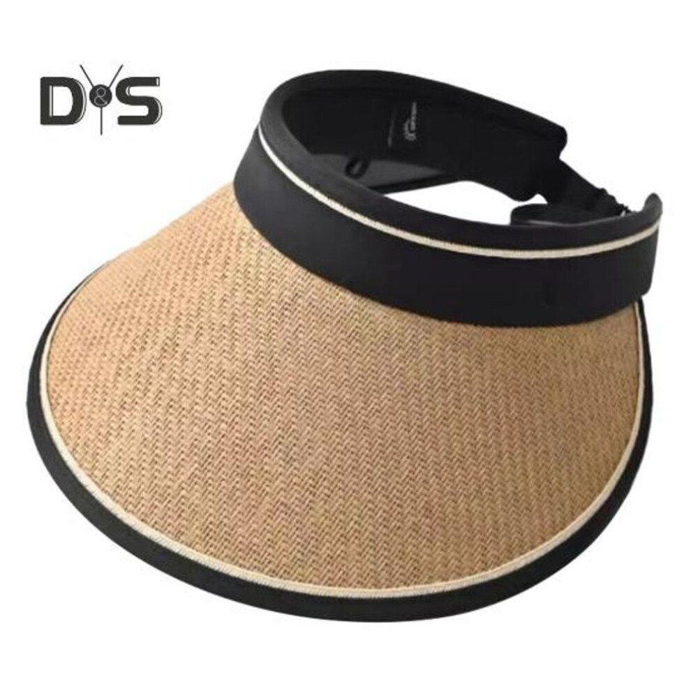 (khaki) Women Outdoor Hat Widened Brim Face Protection Adjustable Buckle Anti-uv Block Sunlight Foldable Empty Top Gardening Travel Sun Cap