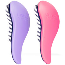 Escova Desembaraçadora Crave Naturals para Cabelo Adulto e Infantil - Rosa e Roxo, 2 c