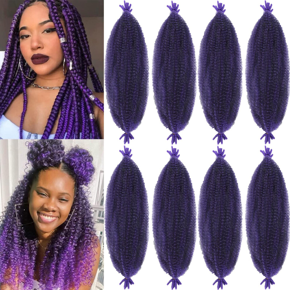 Kossys Unisex 8 Packs Springy Afro Twist Hair Tpurple 16 Inch Pre-Separated Kinky Marley Twist Braiding Hair Soft Crochet For Distressed Faux Locs Spring Twist Hai