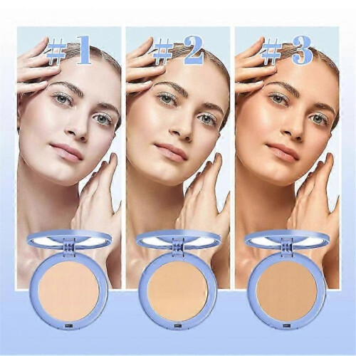 (01)Lady Face Setting Powder Full Coverage Matte Oil Control Long Lasting Waterproof Concealer Brighten Smooth Pressed Powder Makeup 2