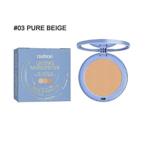 (03)Lady Face Setting Powder Full Coverage Matte Oil Control Long Lasting Waterproof Concealer Brighten Smooth Pressed Powder Makeup