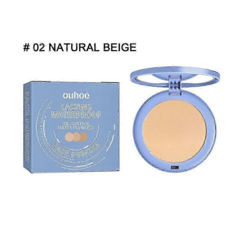 (02)Lady Face Setting Powder Full Coverage Matte Oil Control Long Lasting Waterproof Concealer Brighten Smooth Pressed Powder Makeup