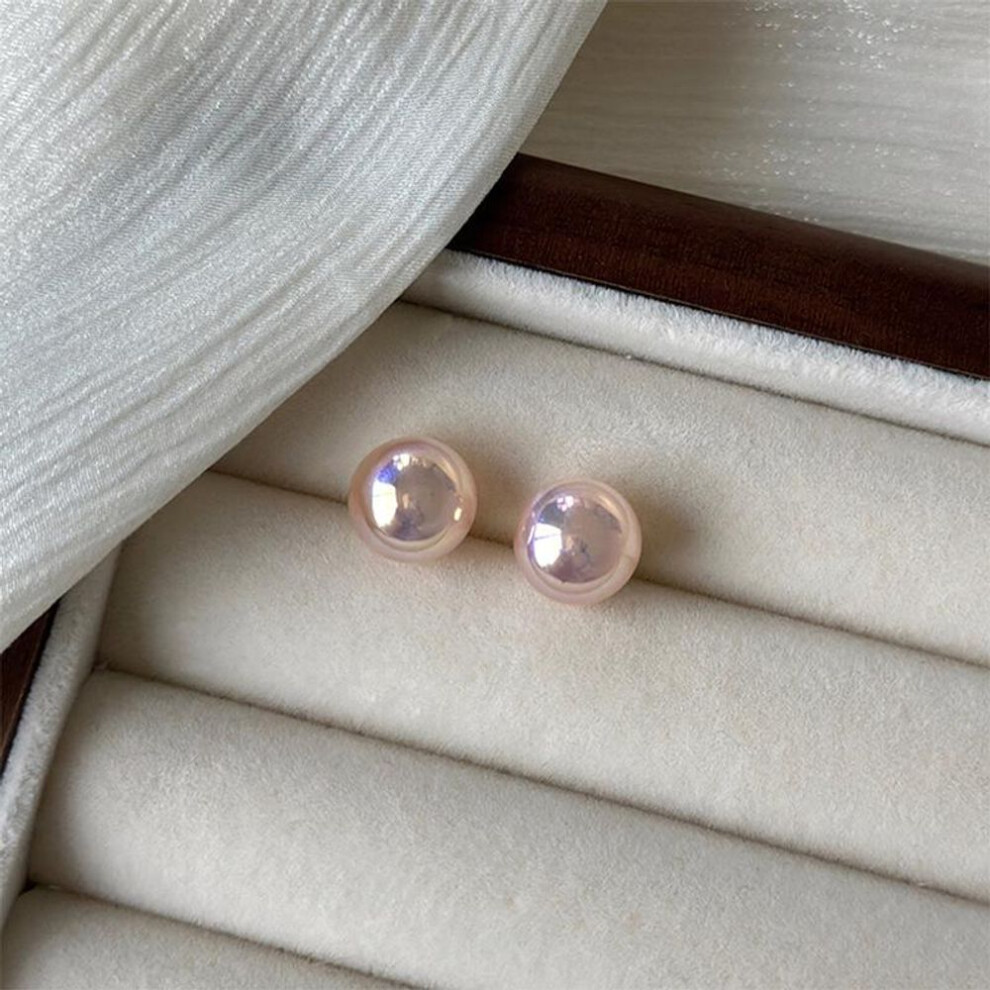 (10mm) Pink Pearl Stud Earrings For Beauty Women Simple Elegance Light Luxury Ear Accessories  Party Jewelry Gifts