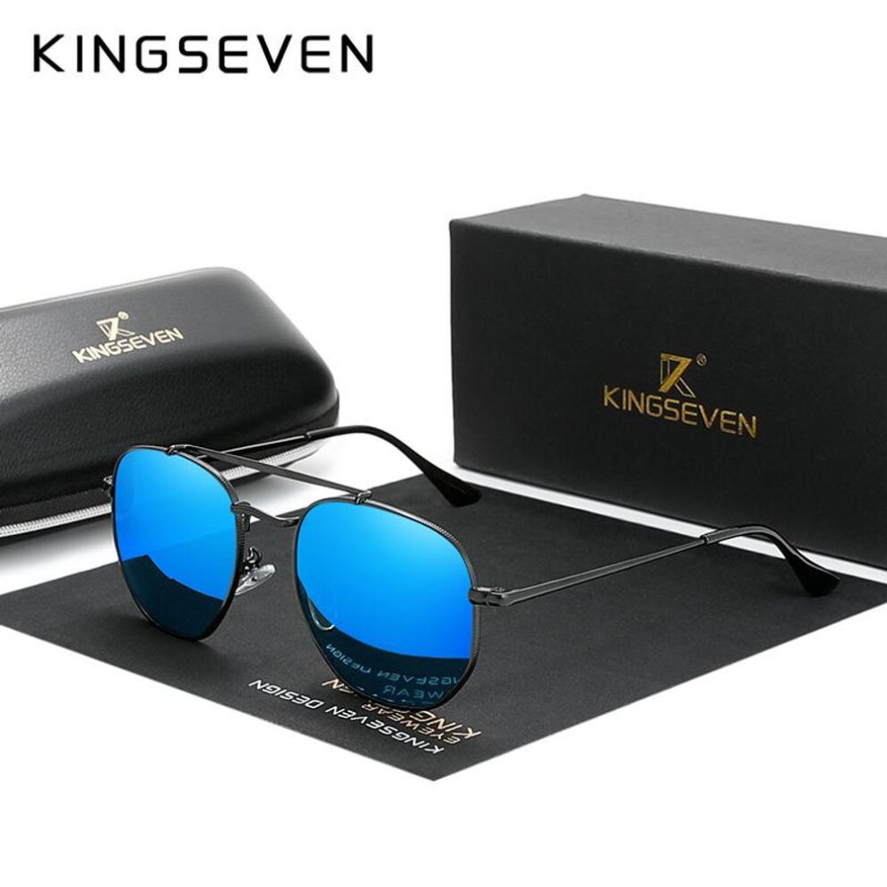 (blue, Original) KINGSEVEN men's retro fashion sunglasses Lightweight material light luxury women's hexagonal polarized sunglasses N7748