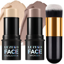 2-teiliger Konturenstift mit Pinselset, Textmarker und Bronzer, Gesichtsstift zur Gesichtsformung, langanhaltender, wasserfester, seidiger Creme-Kont