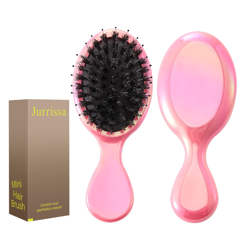 Mini Brosse DéMêLante Jurrissa Pour Femmes, Hommes Et Enfants, Format Voyage, IdéAle Pour Les Poches Et Les Sacs à Main, En Nylon Et Poils De San-image