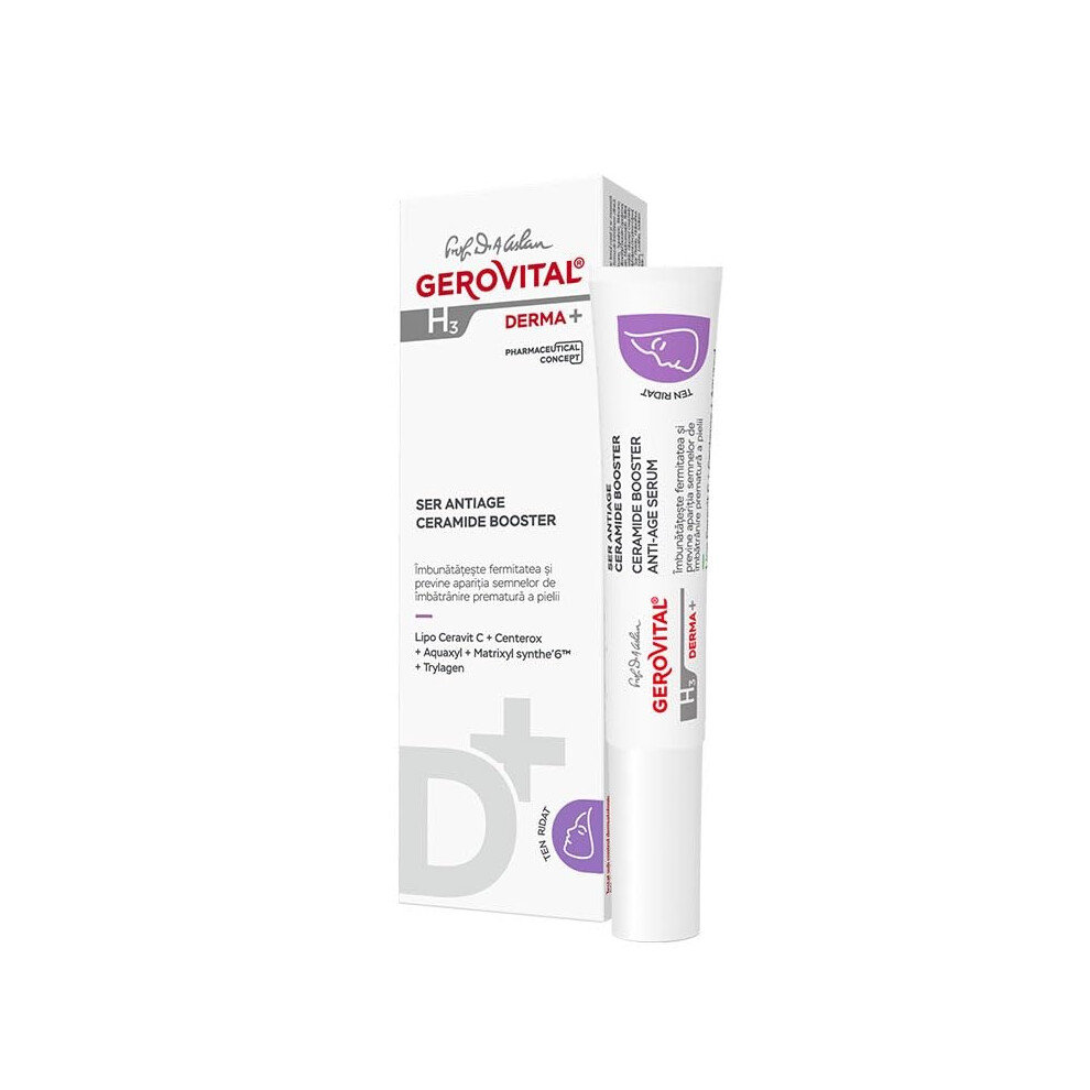 Gerovital Derma+ Ceramide Booster Anti Aging Facial Serum Anti Wrinkle Face Moisturizer 15 Ml