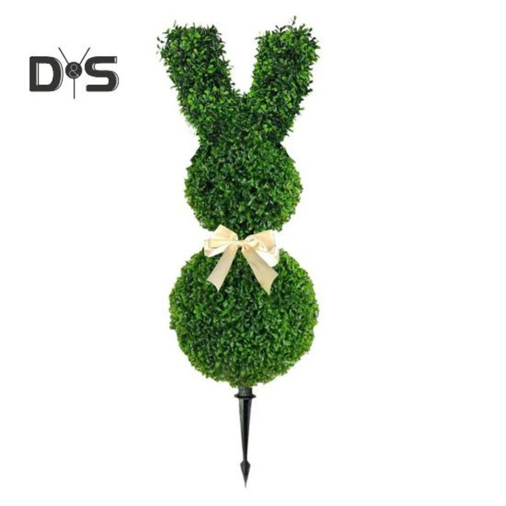 (as the picture, 70cm 1pc) 1/2Pcs Easter Bunny Artificial Plants Stake with LED Light Strip Outdoor Garden Patio Yard Lawn Bowknot Rabbit Faux Greenery Spike Decoration