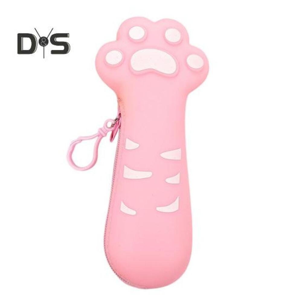 (pink) Cat Paw Pencil Bag With Zipper Closure Large Capacity Stationery Storage Pouch Back To School Supplies