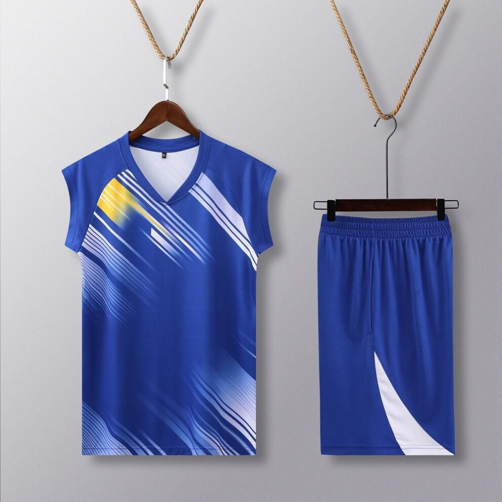 (blue, 3XL) Men's Breathable Volleyball And Sports Uniforms - Sweat-absorbent, Quick-drying, Short-sleeved #844
