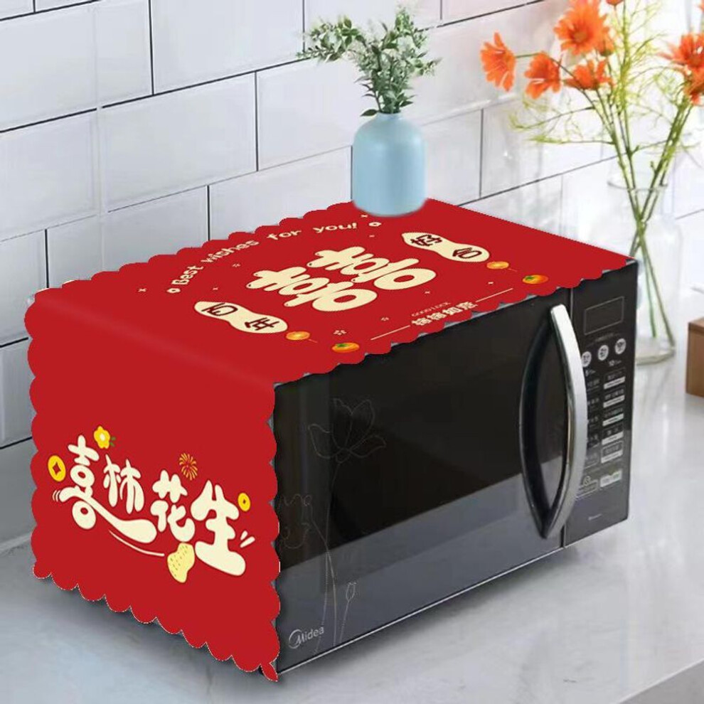(as the picture, Happy event, 35*100cm) Nordic Oil-Proof Microwave Oven Dust Cover for Galanz & Midea