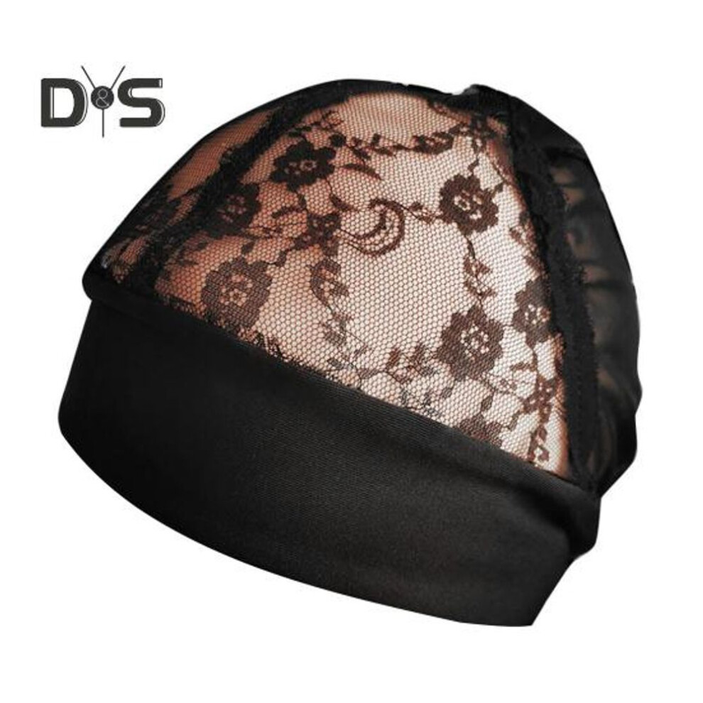 Hairnet Black French Net With Fastener Tape Elastic Ice Silk Trim Hollow Embroidery Lace Flower Wig Fixing Hairnet