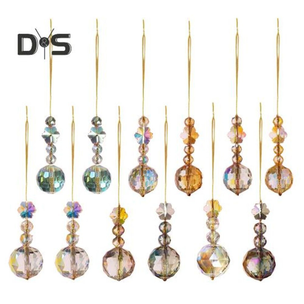 12 Pcs Crystal Glass Christmas Balls Ornaments Iridescent Tree Hanging Decoration Mini Prism Ball Decor For Party Wedding Home Decor