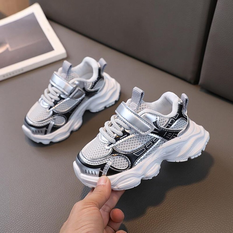 (gray, Size 30/18 cm inner length) Kids' 2024 Breathable Lightweight Sports Shoes for Girls & Boys, Soft-Soled Non-Slip Casual Sneakers