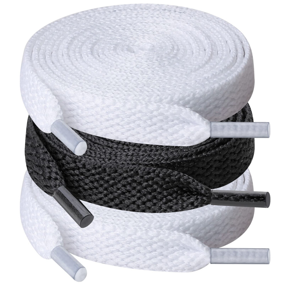 Upugo 3 Paia Di Lacci, Lacci Piatti Larghi 8 Mm Per Scarpe Da Ginnastica, Corsa, Adulti-image