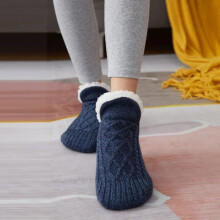 (navy blue, 43-45(280mm)) Thermal Mens Slipper Socks Winter Warm Short Cotton Thickened Home Sleeping Soft Non Slip Grip Fuzzy Floor Sock Fluffy Male