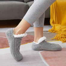 (grey, 40-42(260mm)) Thermal Mens Slipper Socks Winter Warm Short Cotton Thickened Home Sleeping Soft Non Slip Grip Fuzzy Floor Sock Fluffy Male