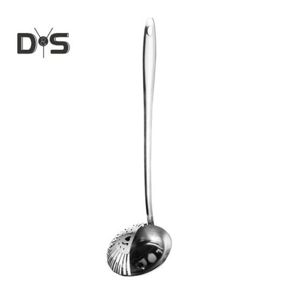 (silver) Stainless Steel Skimmer Spoon for Frying Cooking 2 in 1 Slotted Spoon Long Handle Colander Strainer Scoop for Hotpot Pasta Noodles