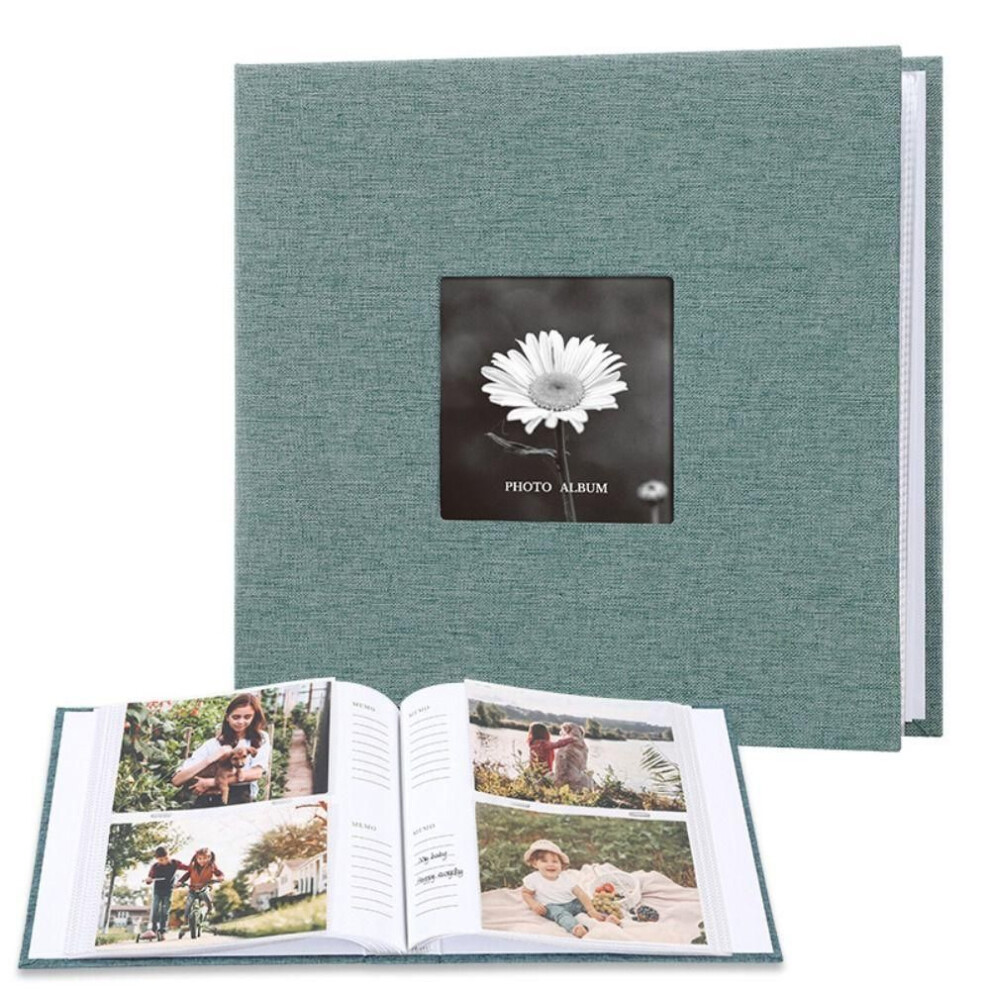 (Green-200Pcs Photos) 6in Linen Cover Photo Album 200/300pics Memory Book Large Scrapbook Album  Family Times
