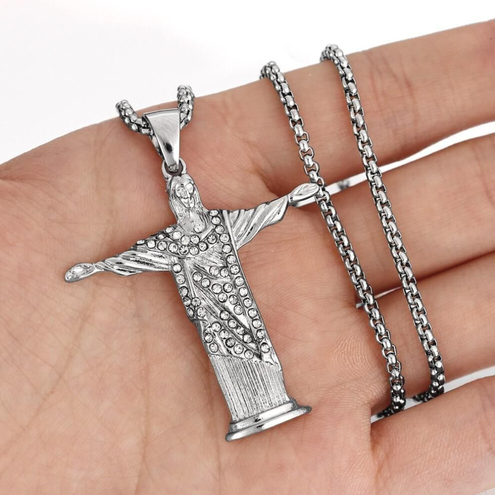 (as the picture) Fashion Punk Jesus Pendant Necklace Men's Fashion Blessing Pendant Necklace Lucky Prayer Thanksgiving Gift Jewelry