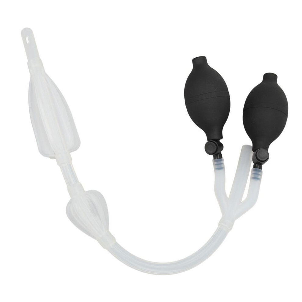 Silicone Enema Douche Bulb Dual Side Openings Elastic Inflatable Double Bulb Flushing System for