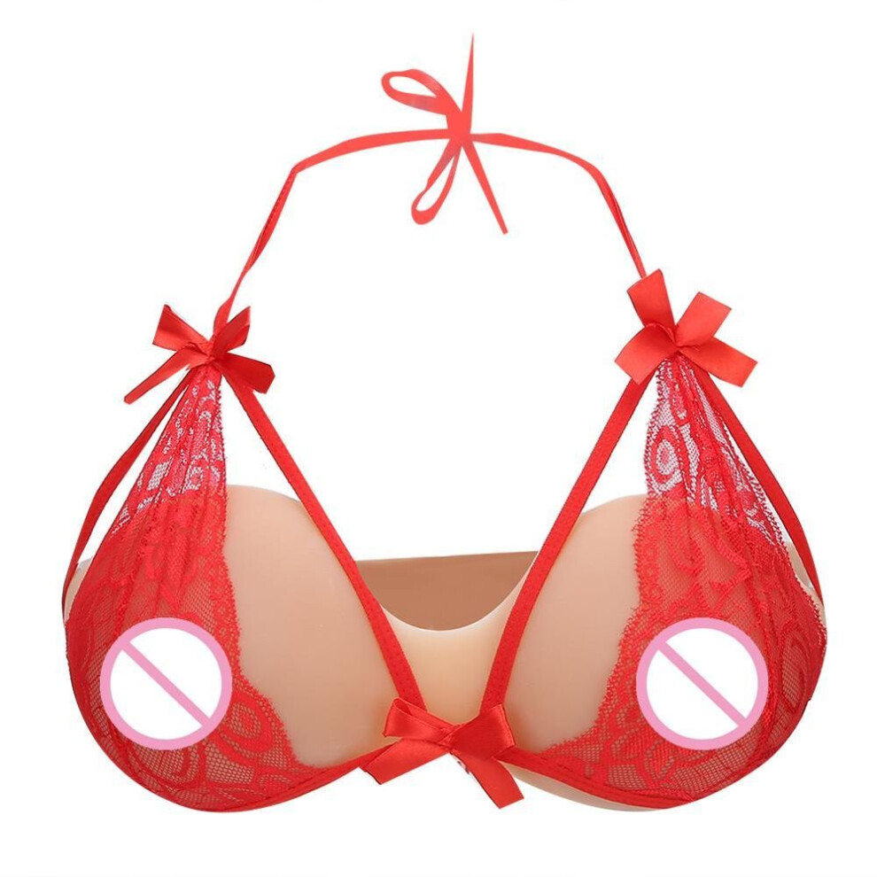 (1300g) Silicone Breast Form Artificial Fake Boobs with Bikini for Mastectomy Crossdresser(C Cup (1300g)