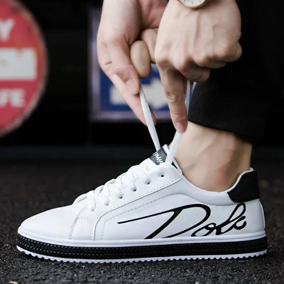 (white, 39) Men Tenis Shoes Male Sneakers Comfortable Flats Spring White Casual Leather Fashion Men Shoes Lace Up Walking Shoes Tênis