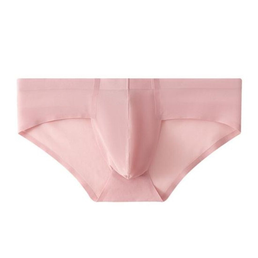 (XL, pink) Men Sexy Briefs Low-rise U-Convex Solid Color Panties Smooth Lines Seamless Breathable Thong Underwear
