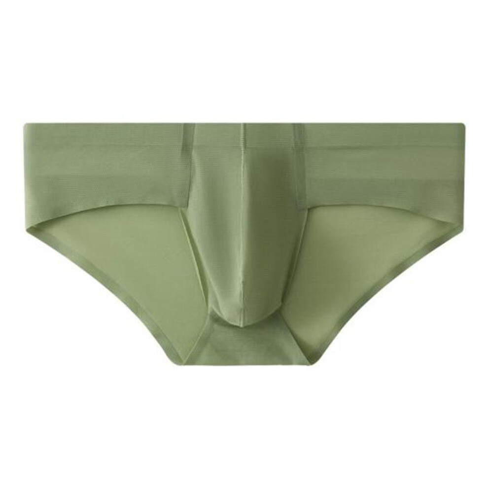 (XL, army green) Men Sexy Briefs Low-rise U-Convex Solid Color Panties Smooth Lines Seamless Breathable Thong Underwear