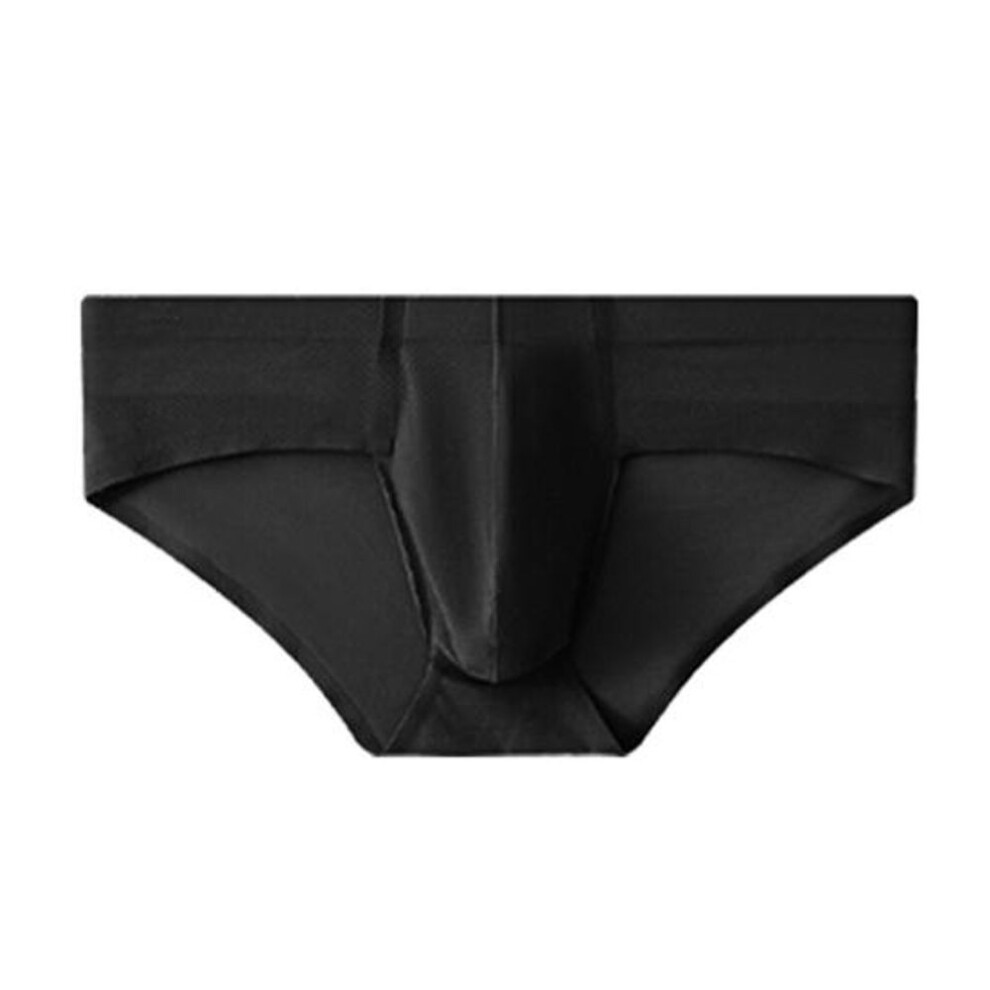 (M, black) Men Sexy Briefs Low-rise U-Convex Solid Color Panties Smooth Lines Seamless Breathable Thong Underwear