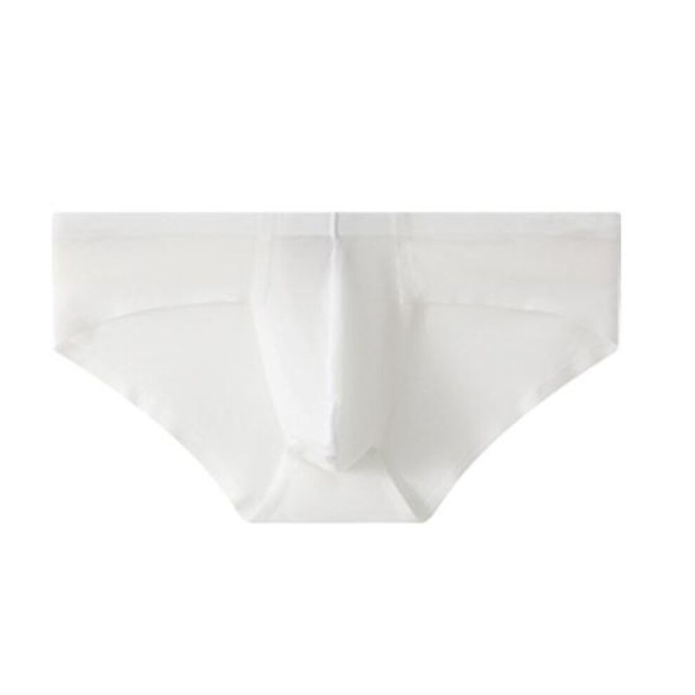 (M, white) Men Sexy Briefs Low-rise U-Convex Solid Color Panties Smooth Lines Seamless Breathable Thong Underwear