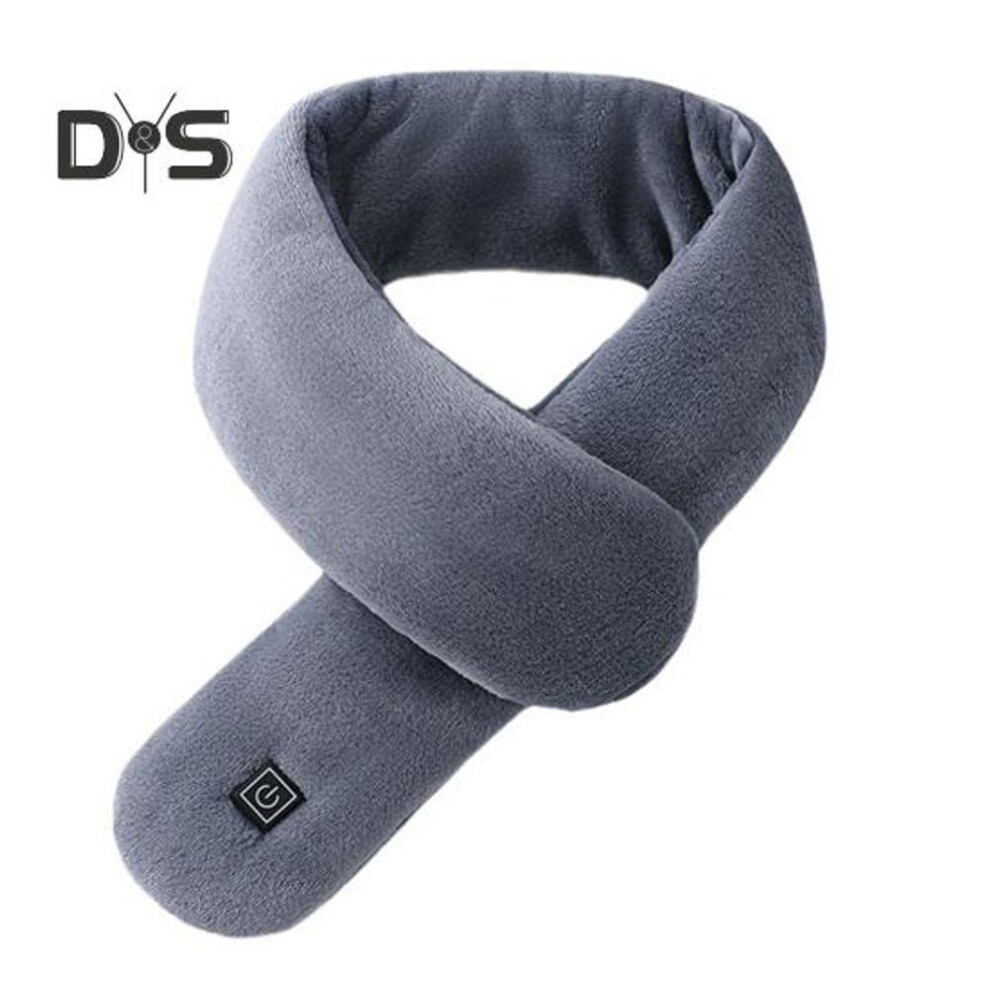 (dark gray) Electric Heating Scarf Rechargeable Heated Shawl Neck Warmer with 3 Adjustable Gears Plush Fabric Neck Heating Wrap