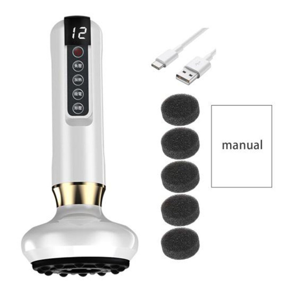 (white, 1 Set) Cellulite Massager with 12 Adjustable Suction Modes Compact Portable Rechargeable Cordless Anti-Cellulite Body Massage Tool