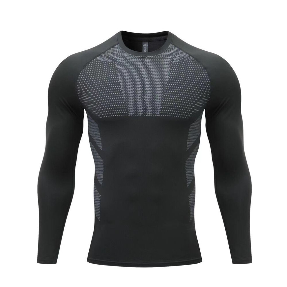 (as the picture, 60002, L) Men's High Elastic Quick-Dry Sports Tights: Cross-Border PRO Sweat-Absorbing Long-Sleeve Cycling T-Shirt