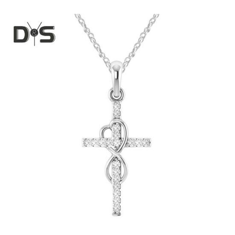 (silver) Women Necklace Cross Pendant with Number Eight Adjustable Length Polished Alloy Birthday Gift for Girls Neck Jewelry for Daily Parties
