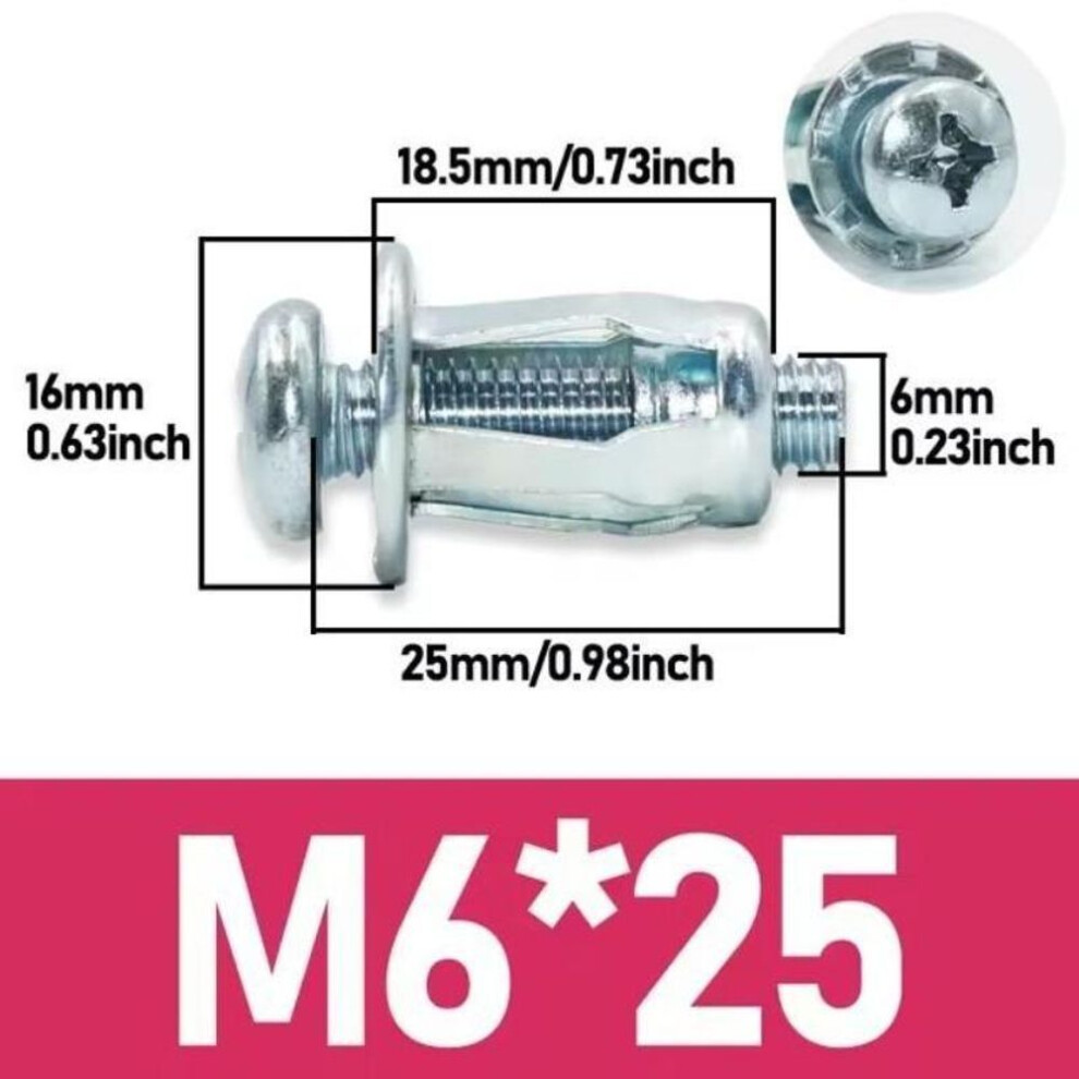 (6*25-20PCS) Petal Shape Rivet Nut Screw Bolt Kit Expansion Metal Rivetnut Panel License Plate Clamp Lock Jack Nuts Wall Fasteners
