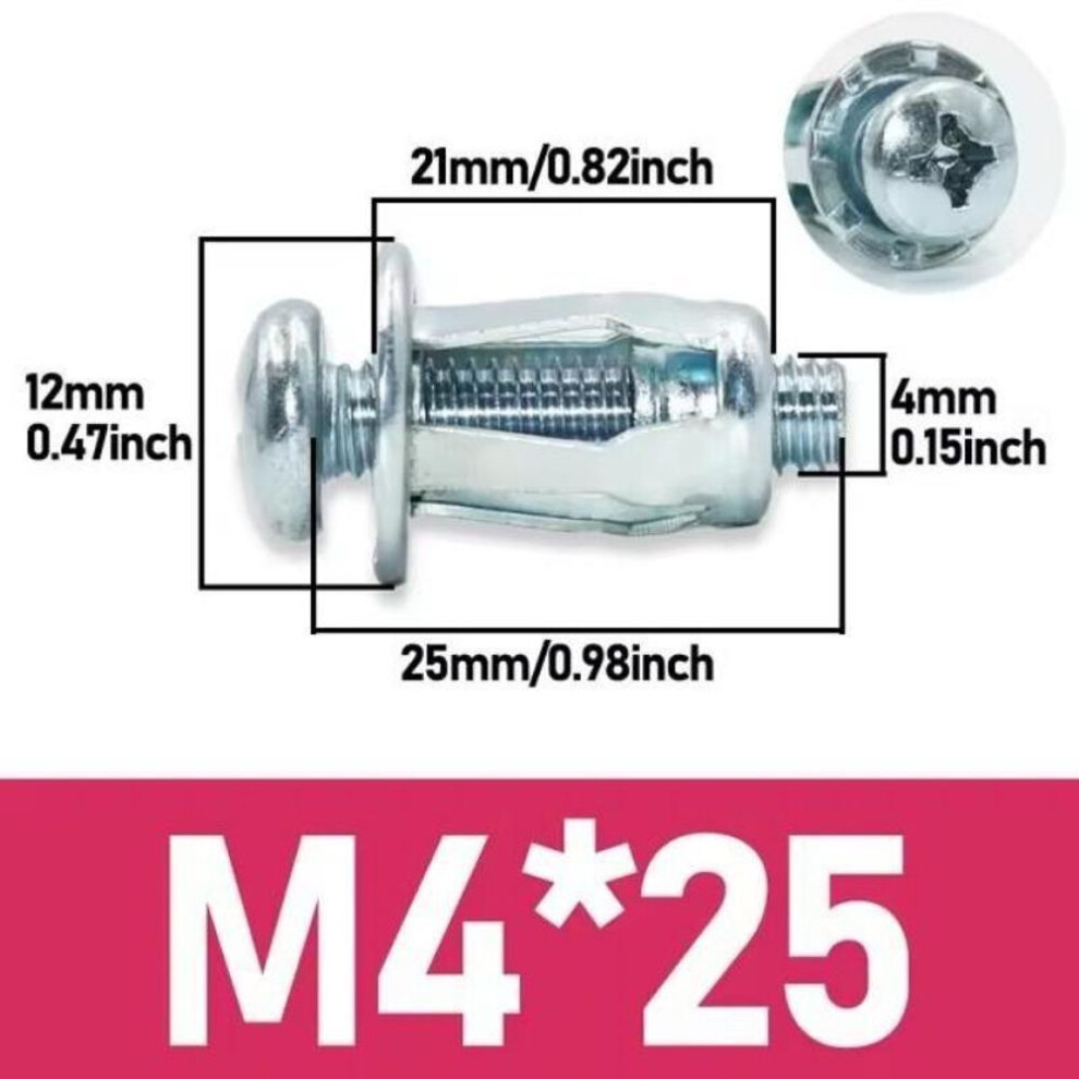 (4*25-20PCS) Petal Shape Rivet Nut Screw Bolt Kit Expansion Metal Rivetnut Panel License Plate Clamp Lock Jack Nuts Wall Fasteners