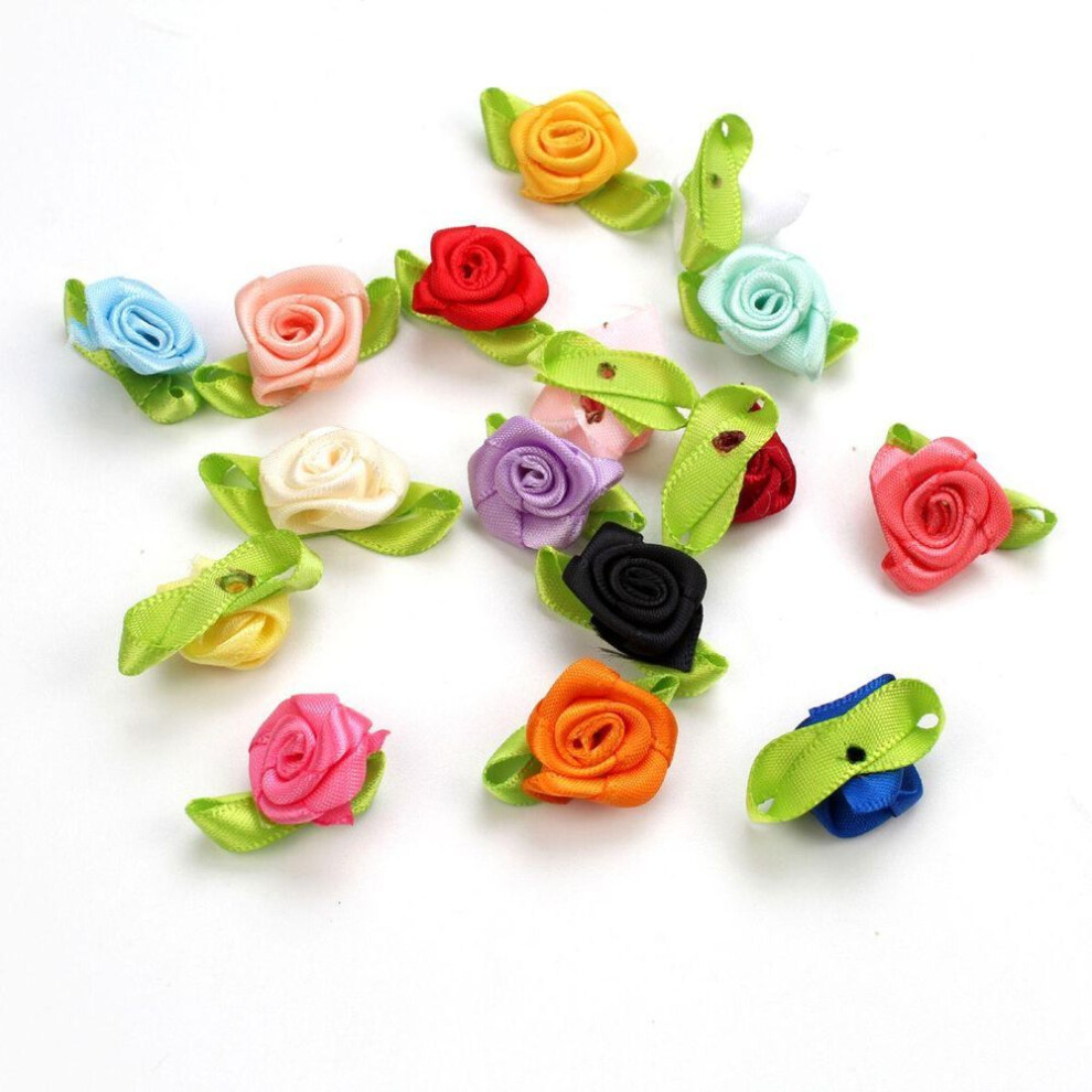 Wedding Mini Small Diy Crafts Fabric Flowers Bow-knot Decorations Artificial Rosettes Ribbon Roses