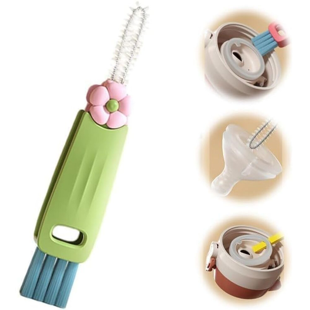 (green, 1PCS) 3 In 1 Cup Lid Cleaning Brush, Cup Cleaning Brush Portable Crevice Cleaning Brush Set For Baby Bottle Gap Tight Spaces Cup