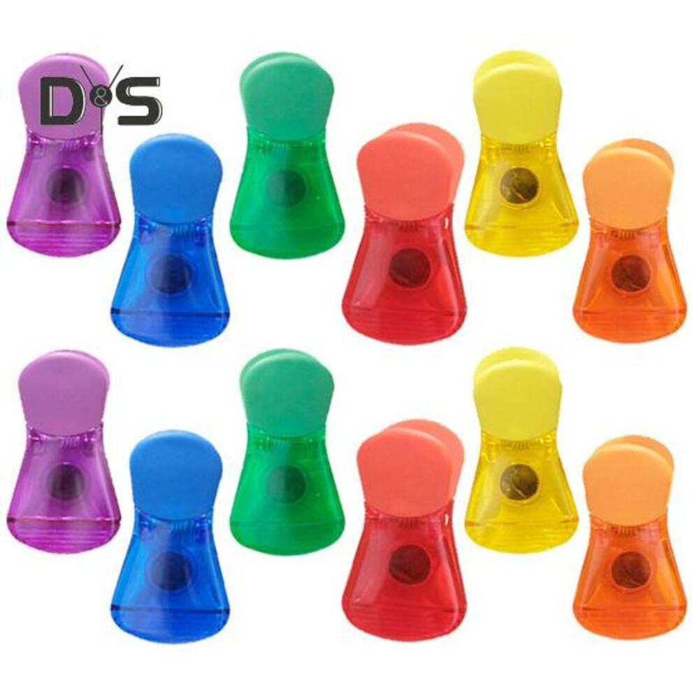 12pcs Bag Sealing Clip Anti-slip Refrigerator Magnetic Bag Clip Bright Color Translucent Food Storage Clip For Home