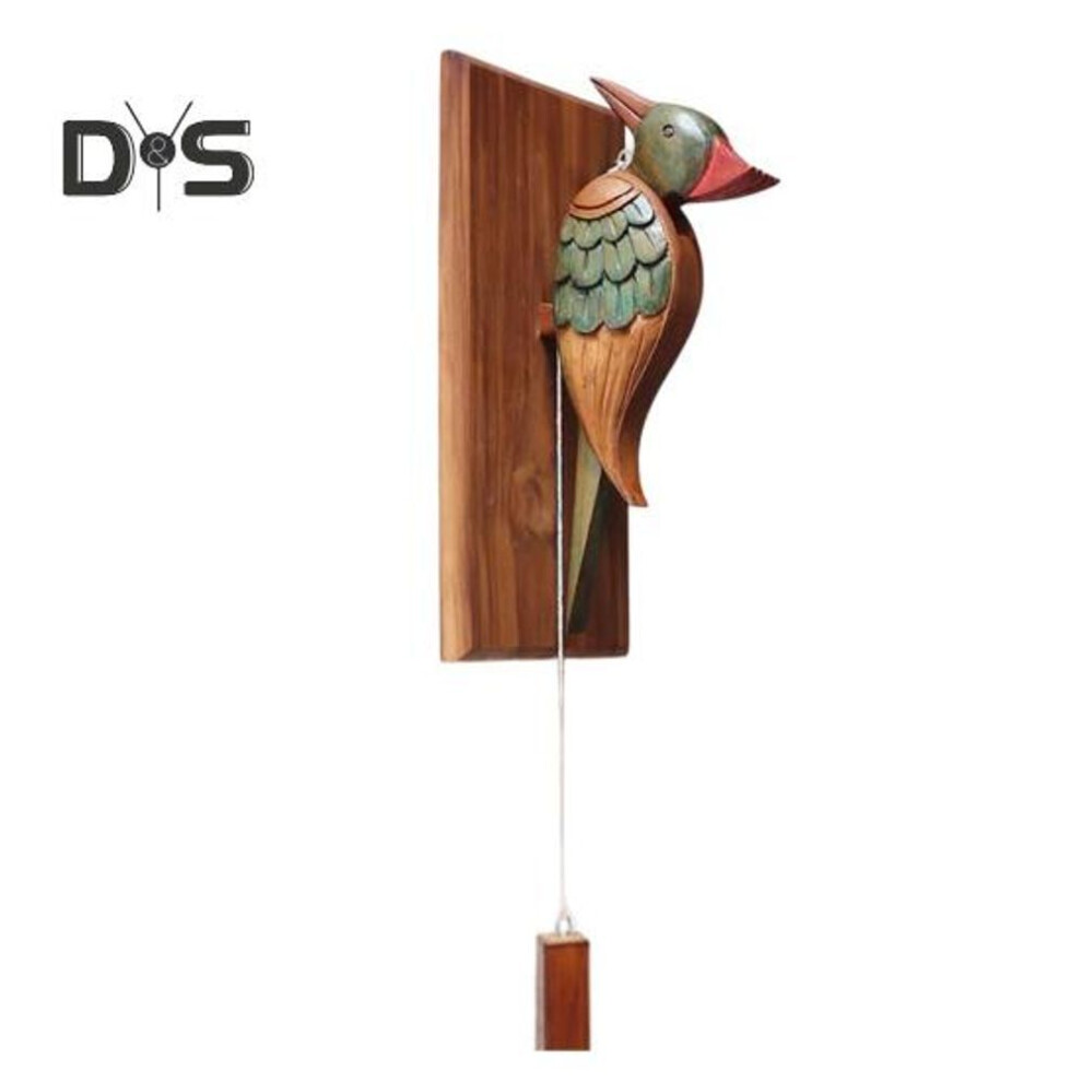 (green) Woodpecker Knocker Doorbell With Pull Rope Farmhouse Rustic Front Door Knocker Wooden Shopkeeper Bell Home Office Entrance Decoration
