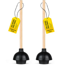 SteadMax Heavy Duty Toilet Plunger, Kommerciel Grade Dobbelt Kraftgummiskop med Træhåndtag, 2 Pak (22")